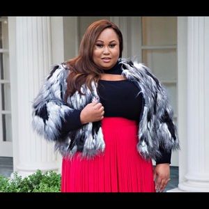 Black and Grey Faux Fur Jacket